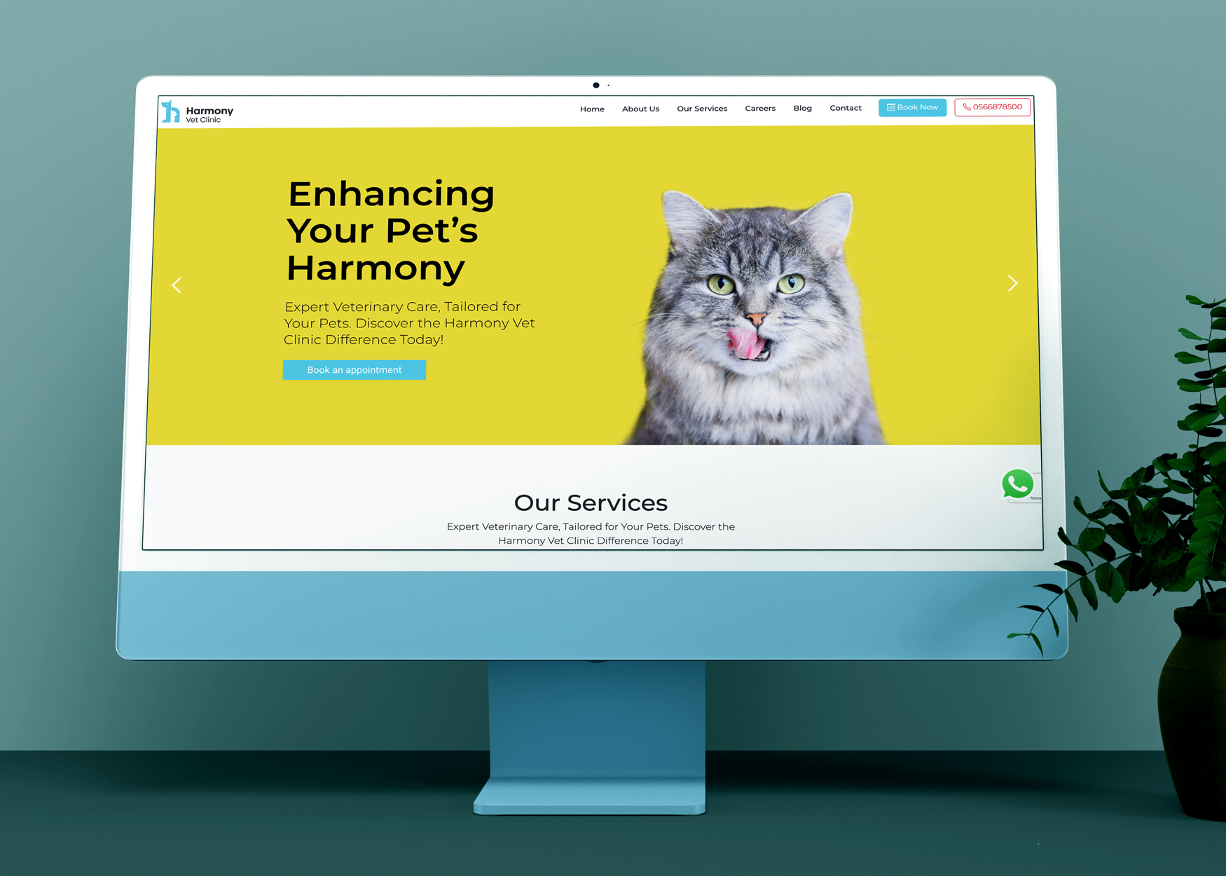 Vet clinic website on desktop