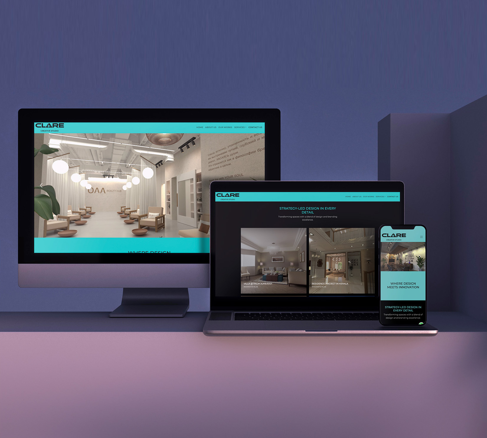 Interior design company responsive website